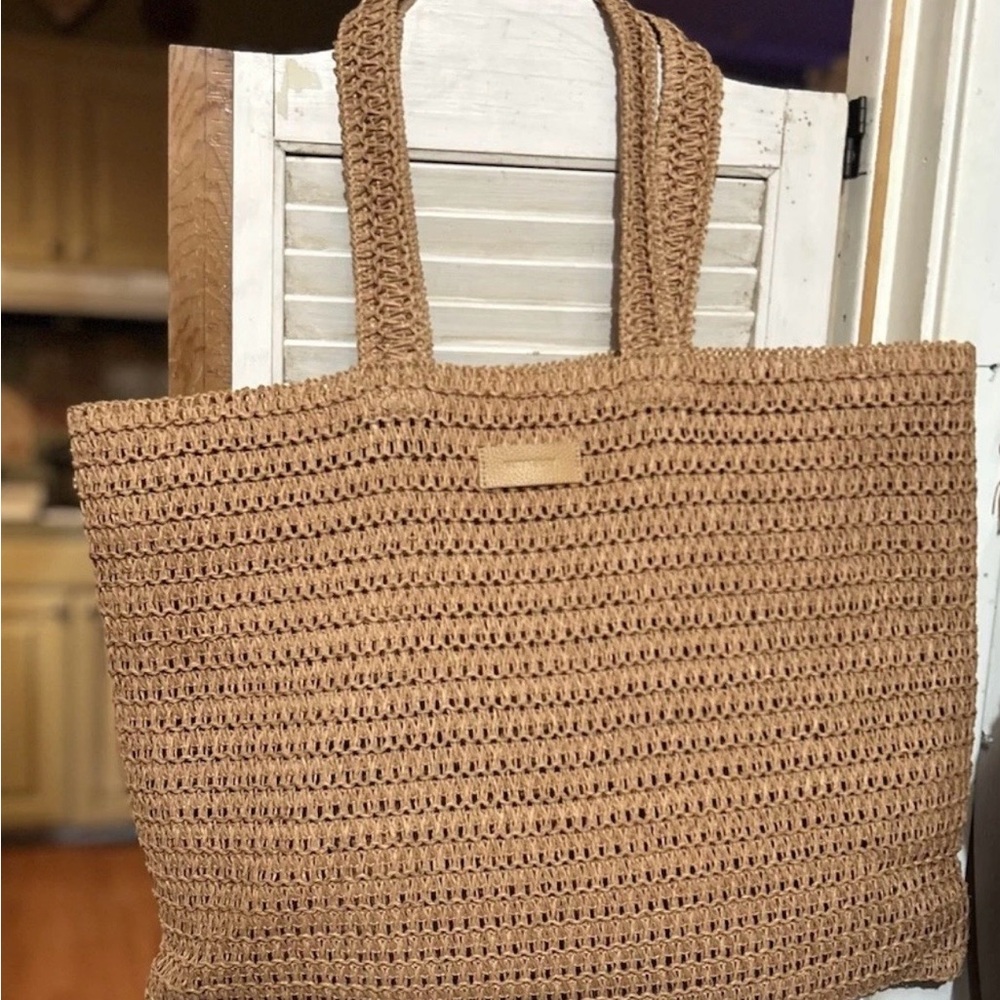 Burberry Goddess Weave Natural Paper Straw Tote/Shoulder Beach Bag, Extra Large